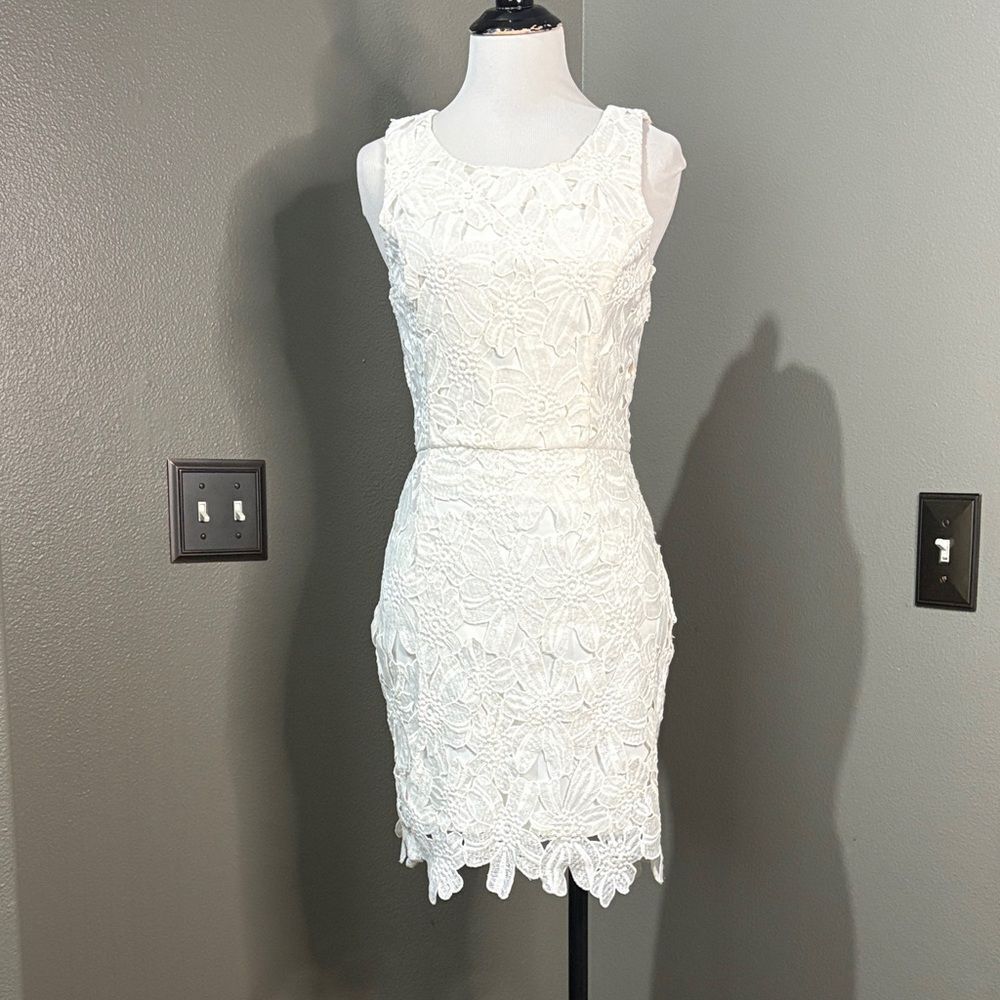 Astr Ivory Floral Lace Mini Dress